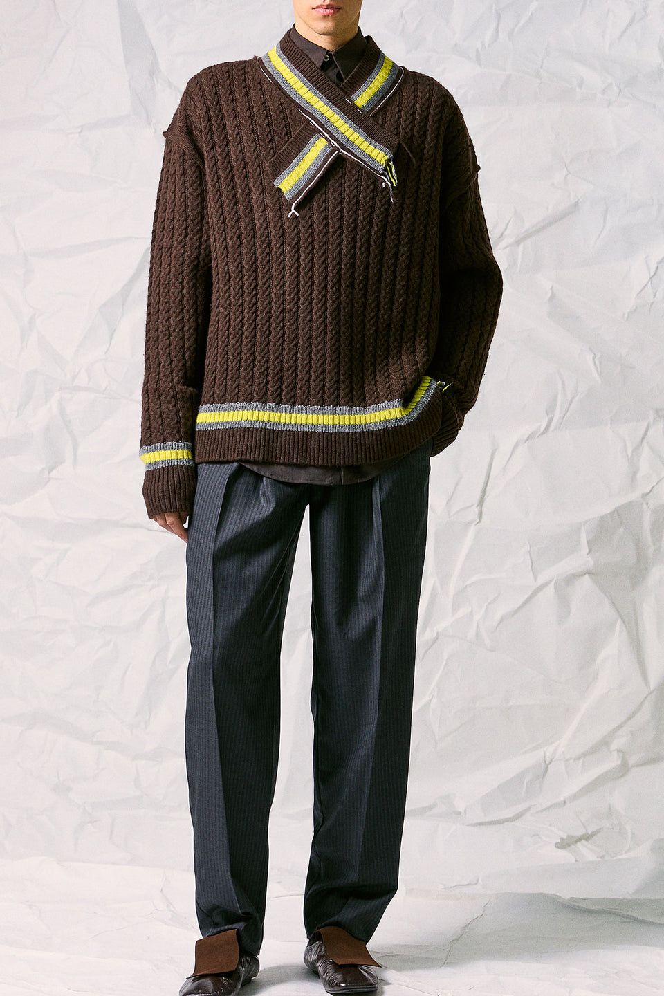 CABLE KNIT TENNIS SWEATER