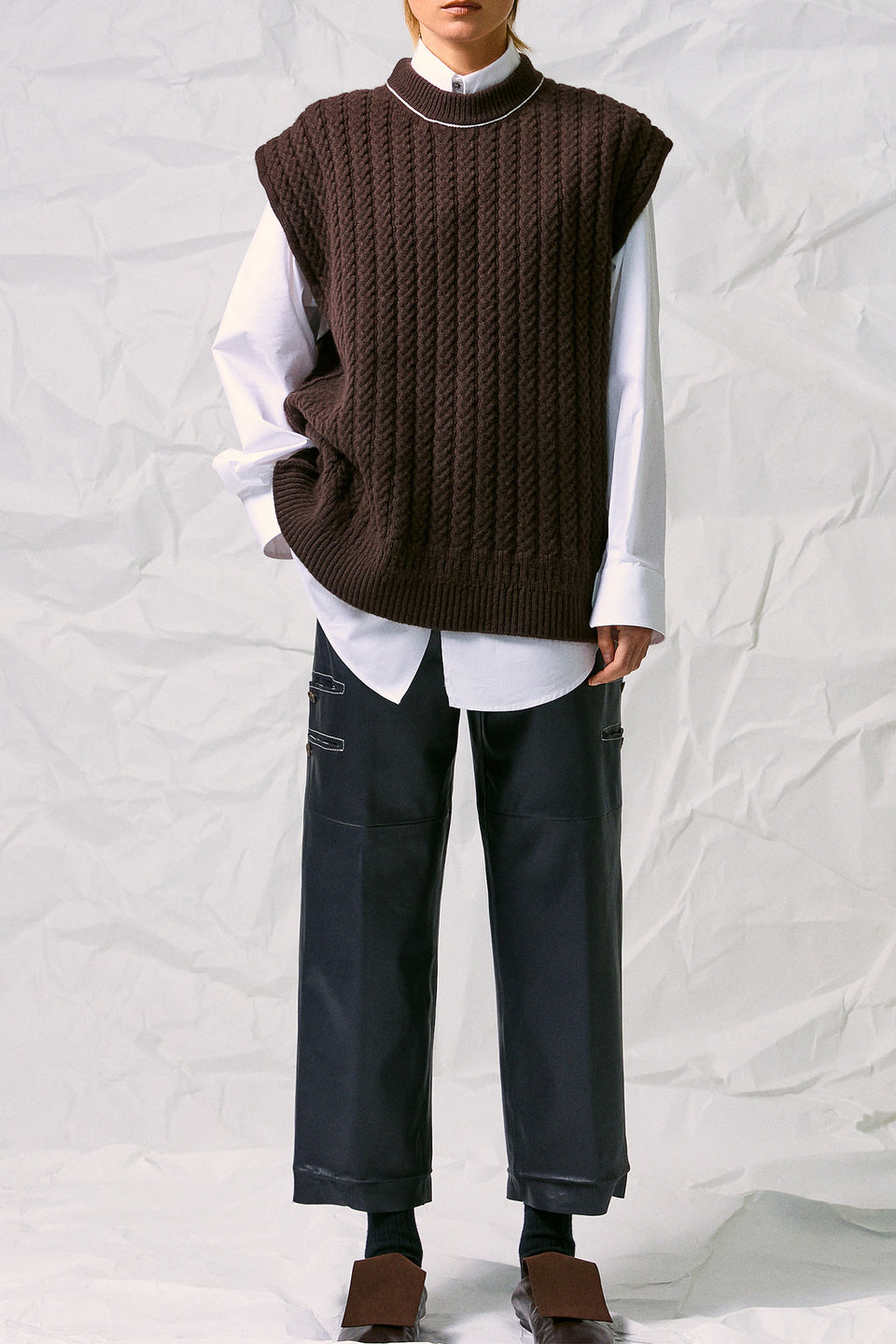 CABLE-KNIT VEST