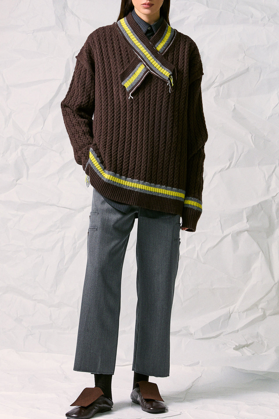 CABLE KNIT TENNIS SWEATER