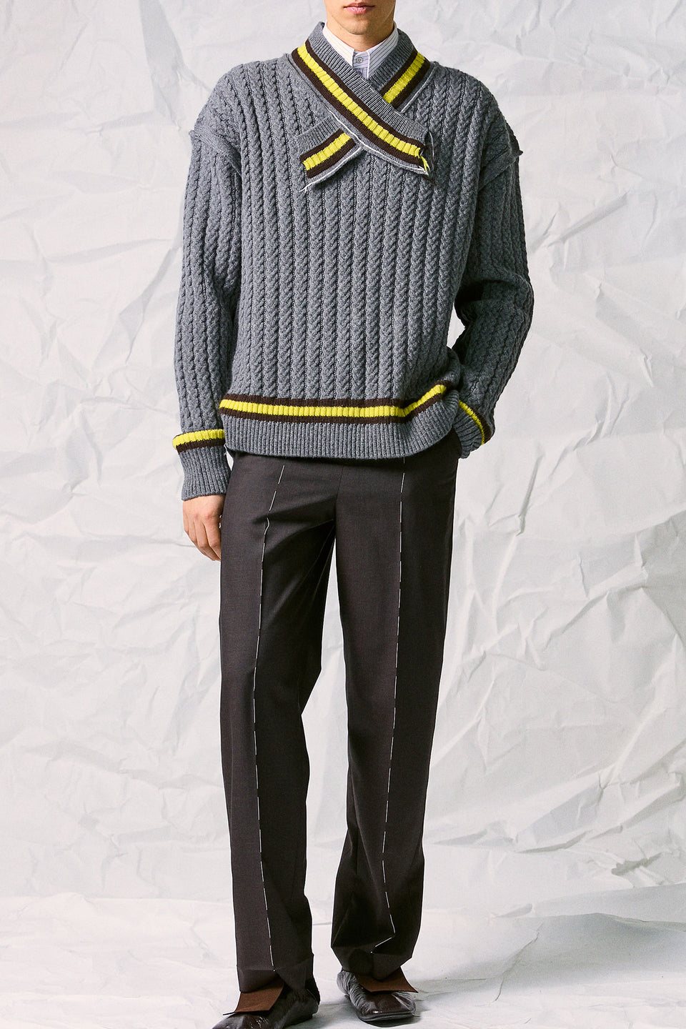 CABLE KNIT TENNIS SWEATER