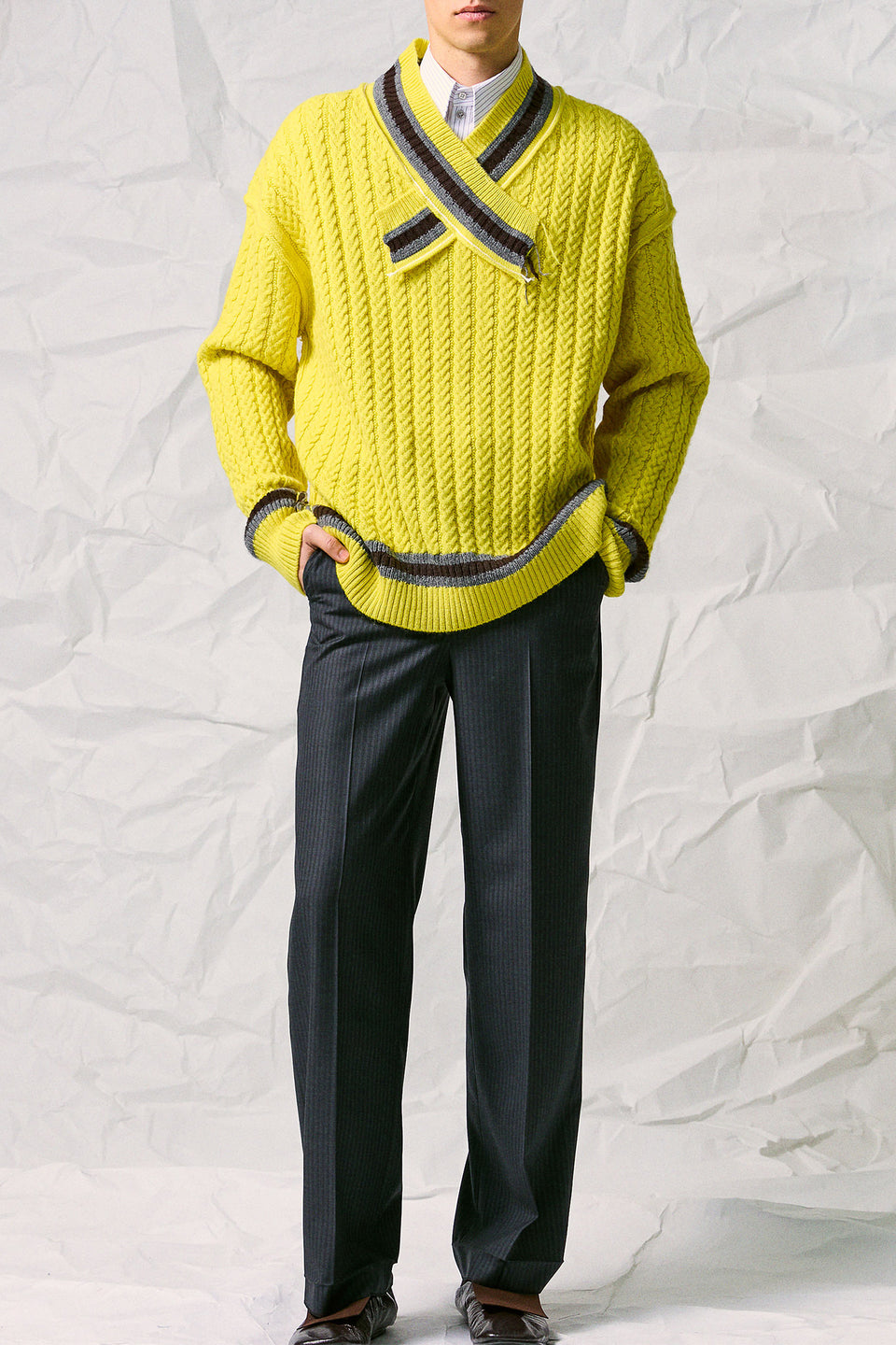 CABLE-KNIT TENNIS SWEATER