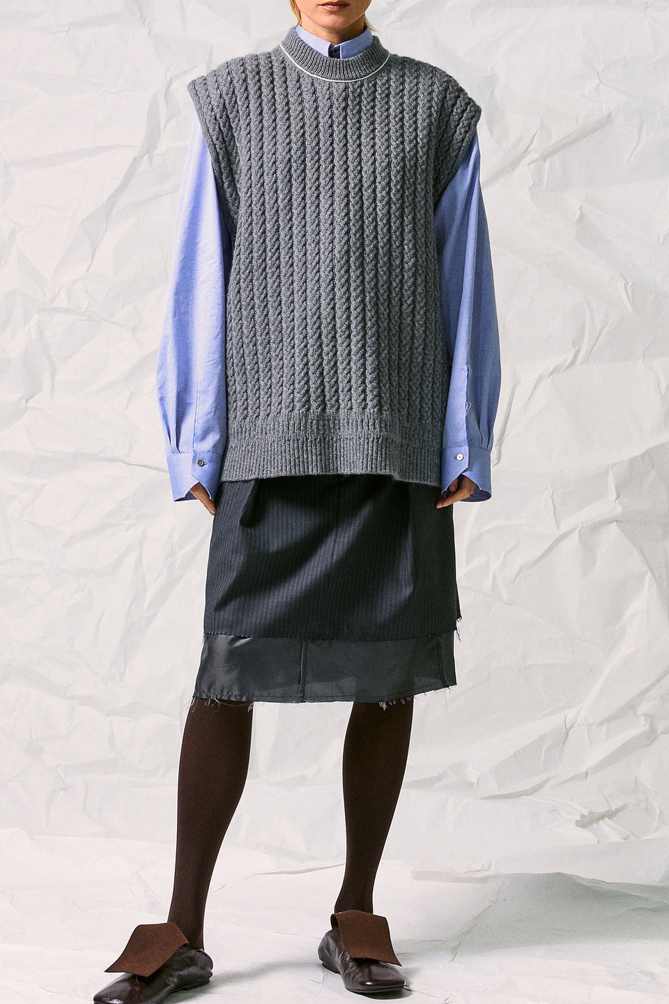 CABLE-KNIT VEST
