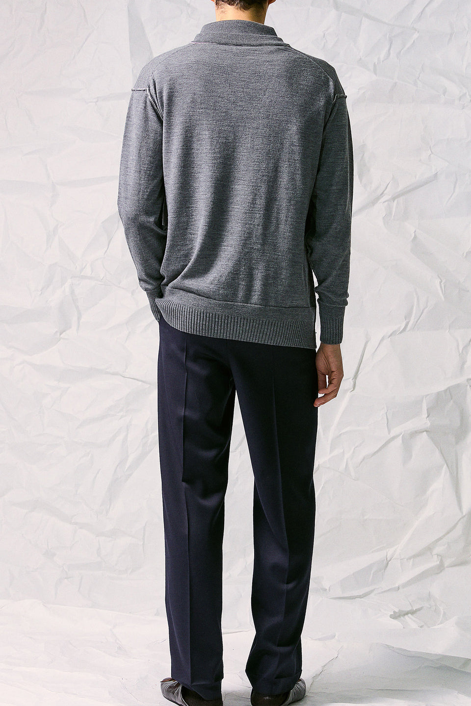 KNIT DOUBLE COLLAR SWEATER