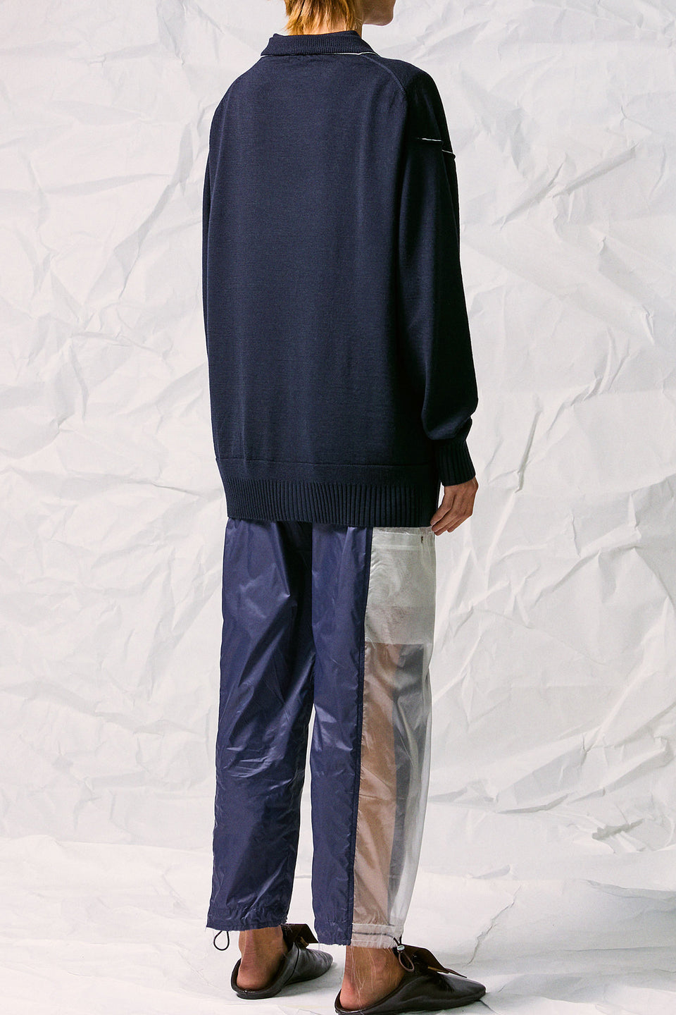 KNIT DOUBLE COLLAR SWEATER