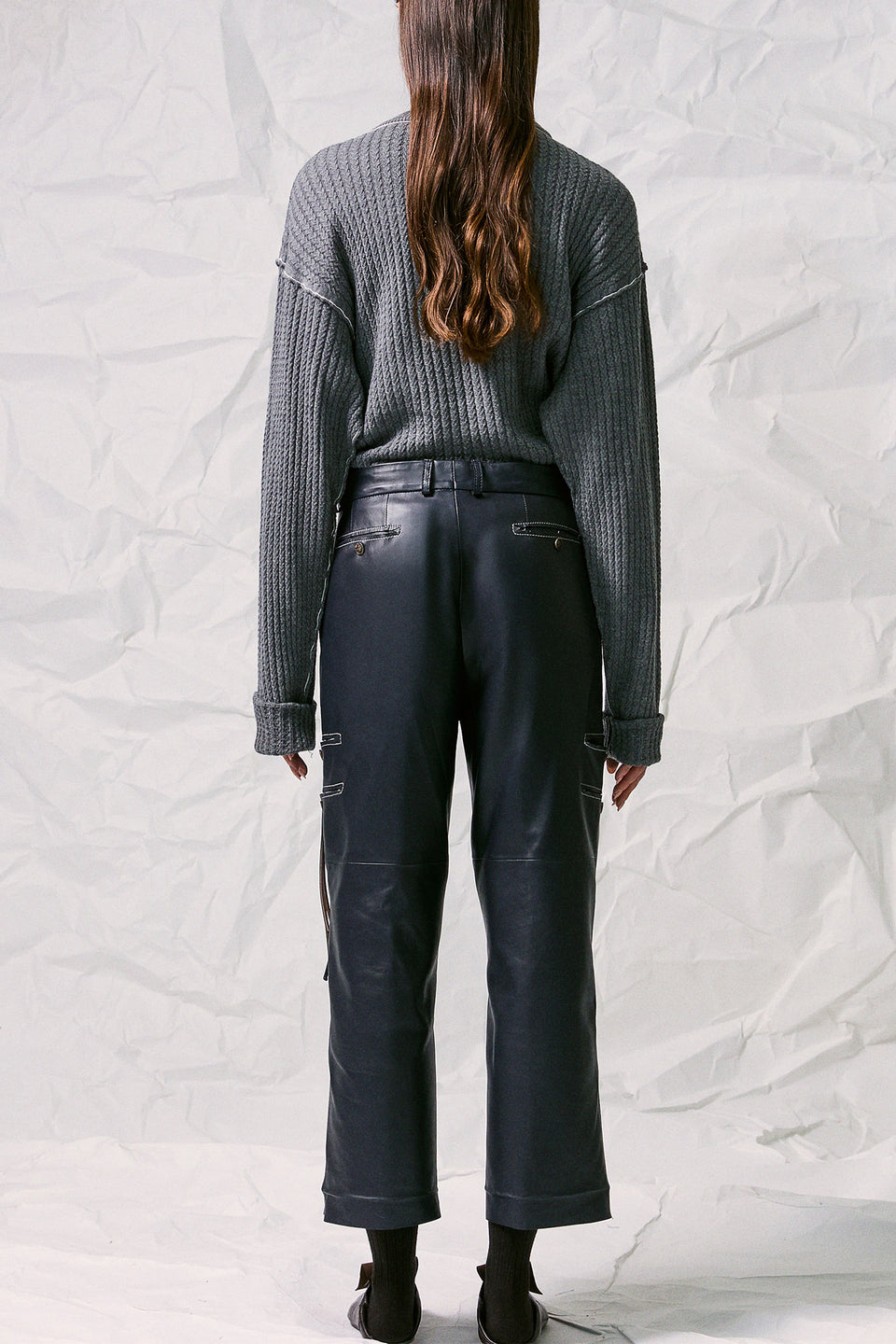 JETTED LEATHER TROUSERS