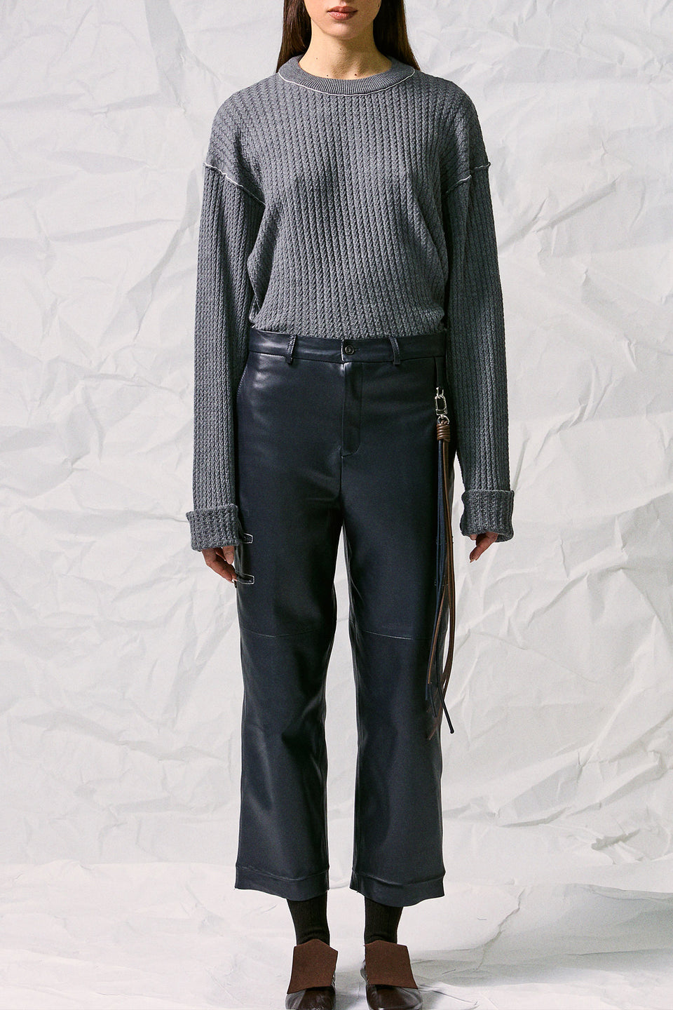 JETTED LEATHER TROUSERS