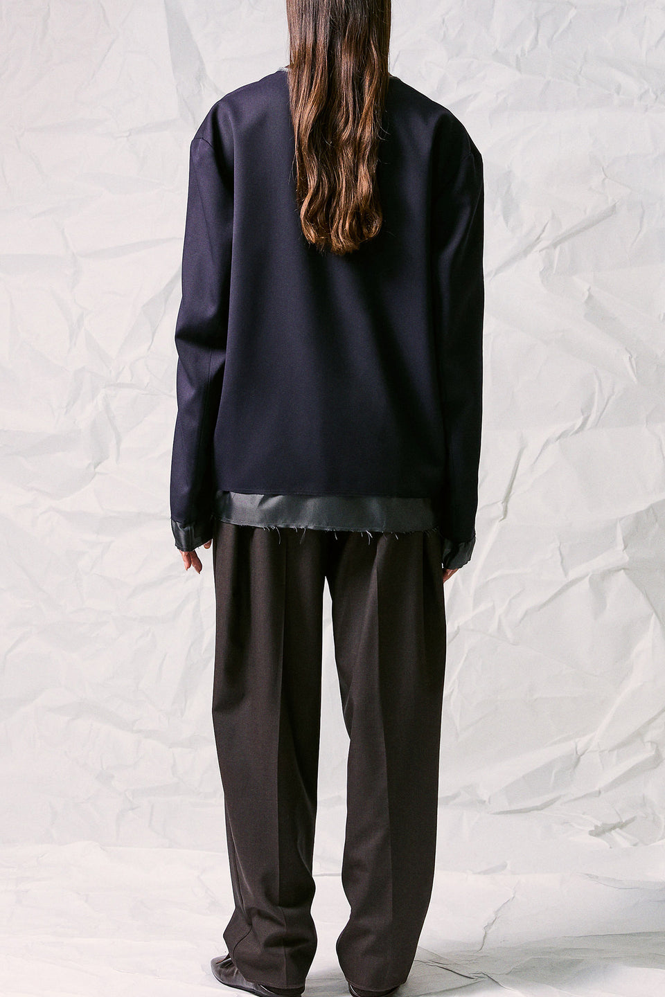 KNIT COLLAR TAILORED TOP